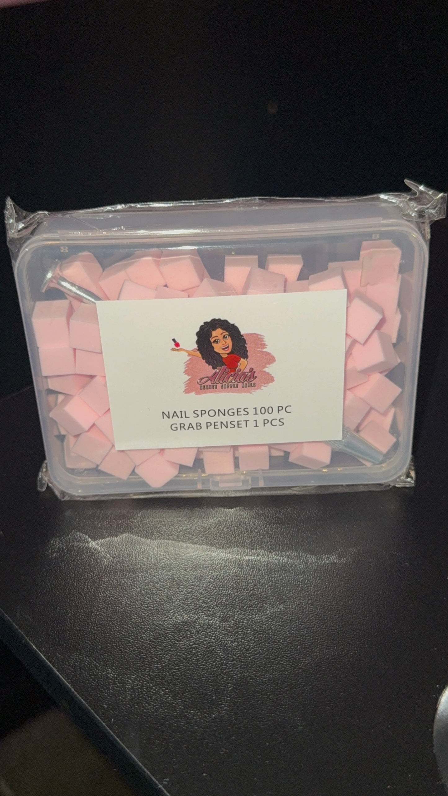 Alicias Nail Sponges 100 PC *1 GrabPen Included*