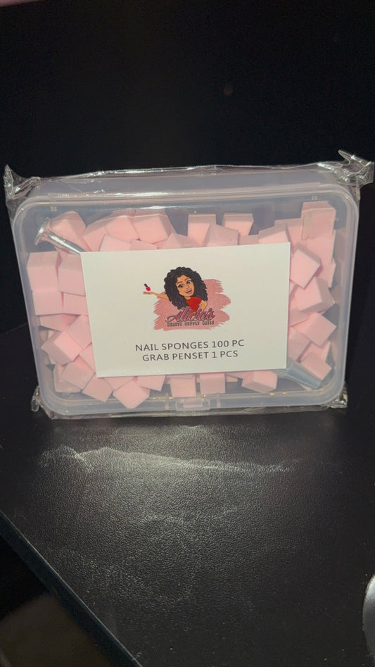 Alicias Nail Sponges 100 PC *1 GrabPen Included*
