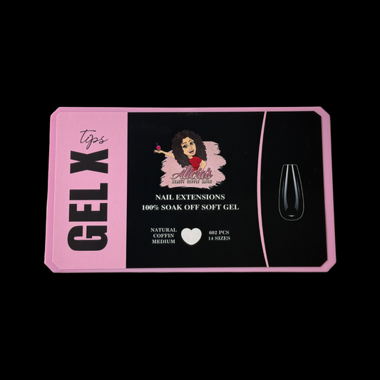 Natural Coffin Medium Gel X Tips