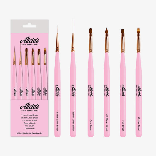 Alicia’s – 6-Piece Nail Art Brush Set (Precision Detail & Ombre)