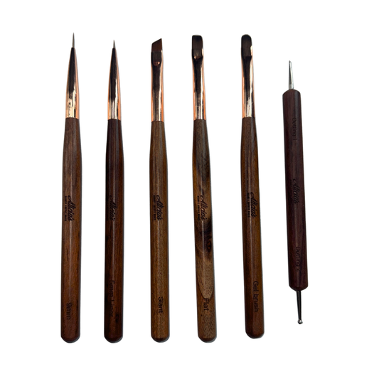 Alicia’s – 6-Piece Acrylic & Gel Brush + Dotting Tool Set (Wood Handle)
