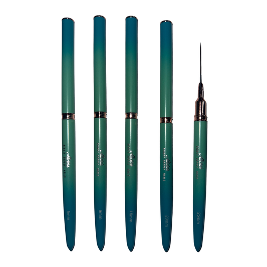 Alicia’s 5-Piece Teal Green Nail Art Liner Brush Set