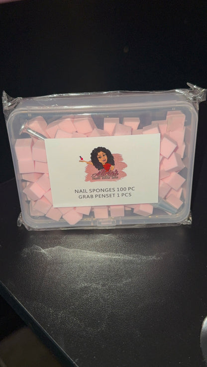 Alicias Nail Sponges 100 PC *1 GrabPen Included*