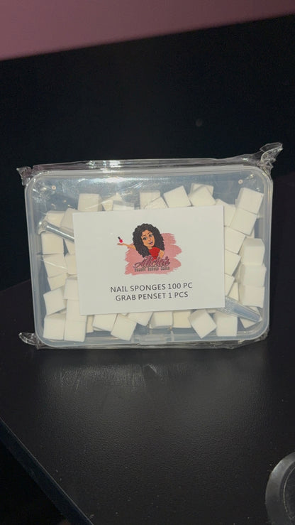 Alicias Nail Sponges 100 PC *1 GrabPen Included*